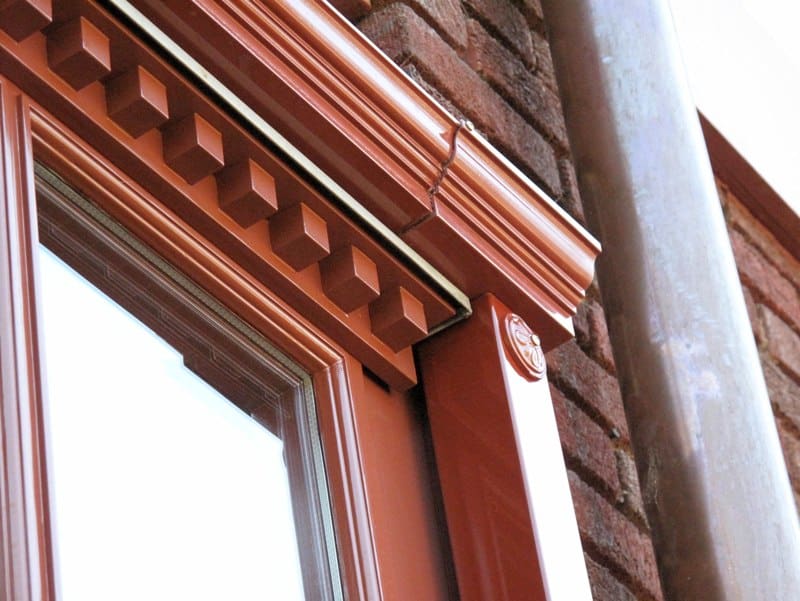 A close up of the window sill and corner